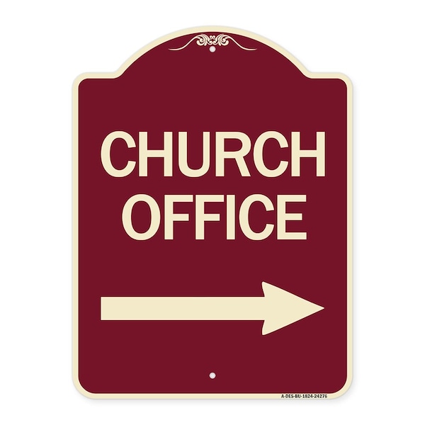 Signmission Church Office With Right Arrow Heavy-Gauge Aluminum Architectural Sign, 24" x 18", BU-1824-24276 A-DES-BU-1824-24276 - main